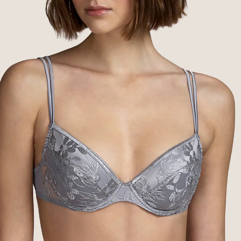Andres Sarda Tina Push Up Bra in Silver Metal