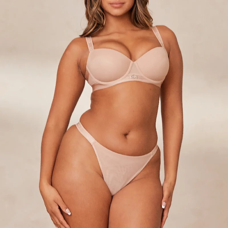 Smooth Mesh T-shirt Bra  - Taupe