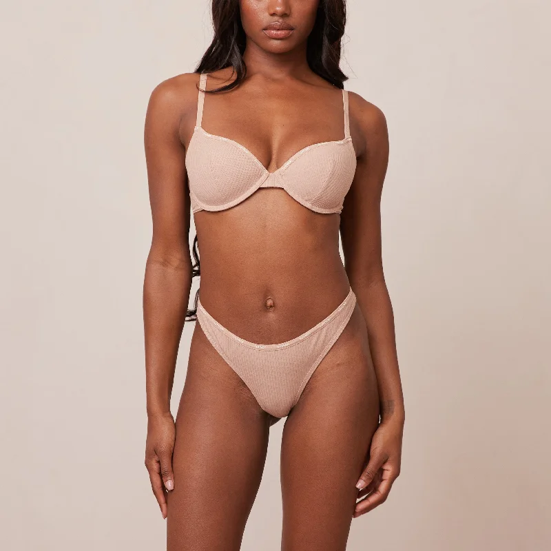 So Soft Ribbed T-Shirt Bra  - Taupe