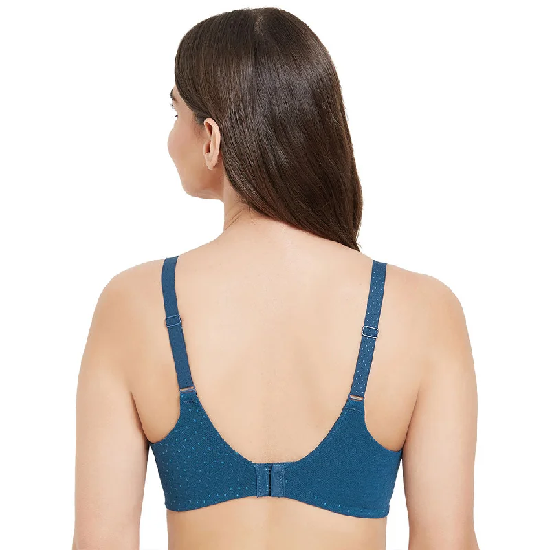 Back Appeal Non Padded Wired Full Cup Everyday Wear Plus Size Comfortable Full Support Bra - Blue