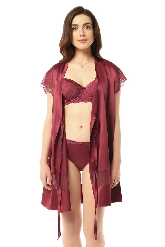 Eternal Bliss Satin Robe - Rio Red