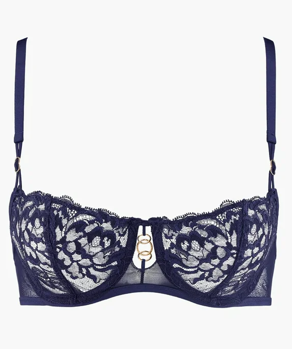 Feeling Myself Lace Demi Cup Bra In Astral Blue - Aubade