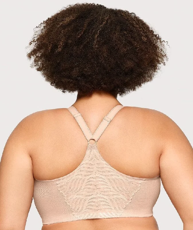 Glamorise Front-Closure T-Back WonderWire Bra - Cafe