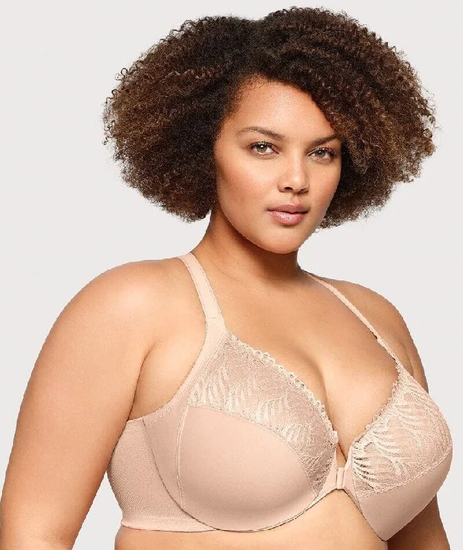 Glamorise Front-Closure T-Back WonderWire Bra - Cafe