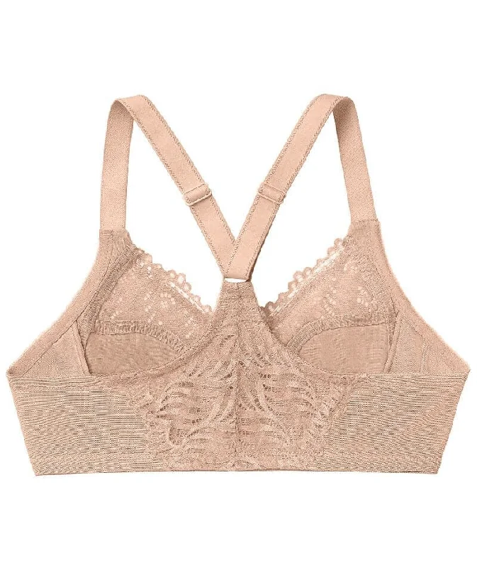 Glamorise Front-Closure T-Back WonderWire Bra - Cafe