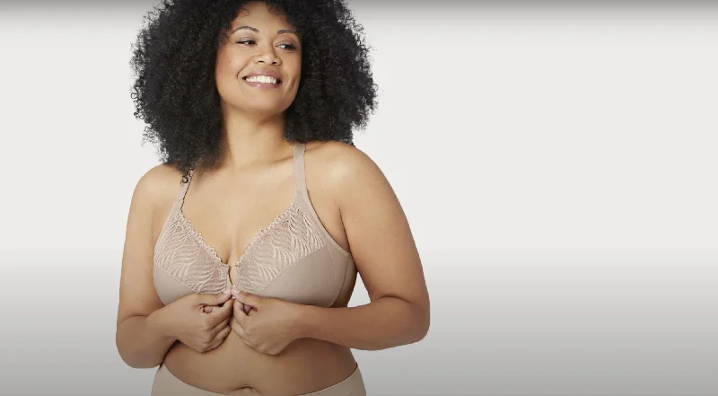 Glamorise Front-Closure T-Back WonderWire Bra - Cafe