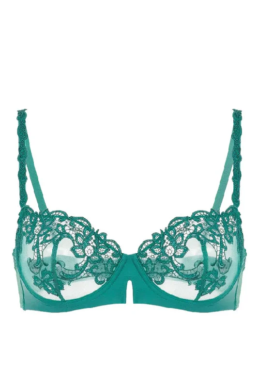 Saga Embroidered Half Cup In Garden Green- Simone Perele