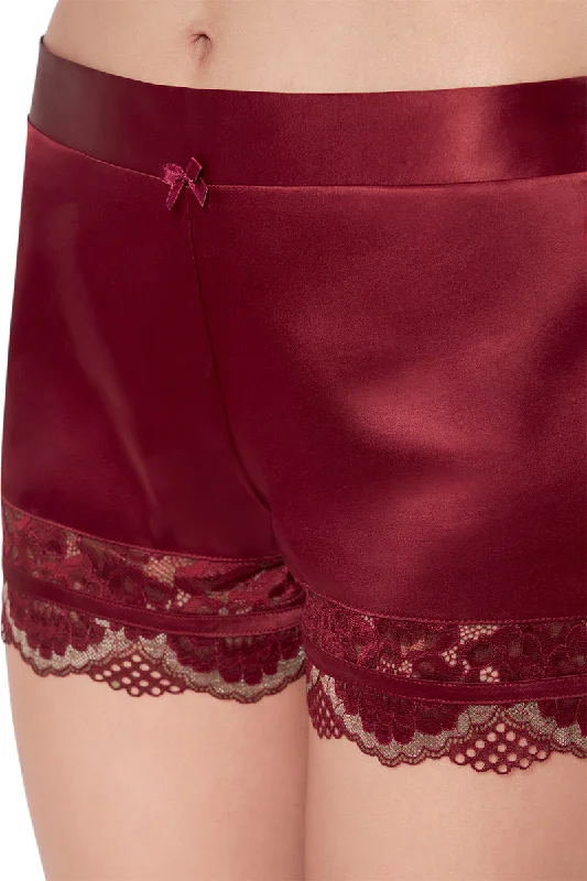 Eternal Bliss Solid Mid Rise Lounge Short - Red Berry Eternal Bliss Solid Mid Rise Lounge Short - Red Berry