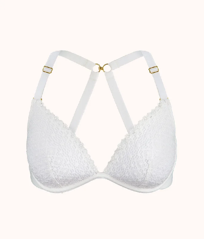 The Crochet Lace Deep V No-Wire Push-Up: Fresh White The Crochet Lace Deep V No-Wire Push-Up: Fresh White