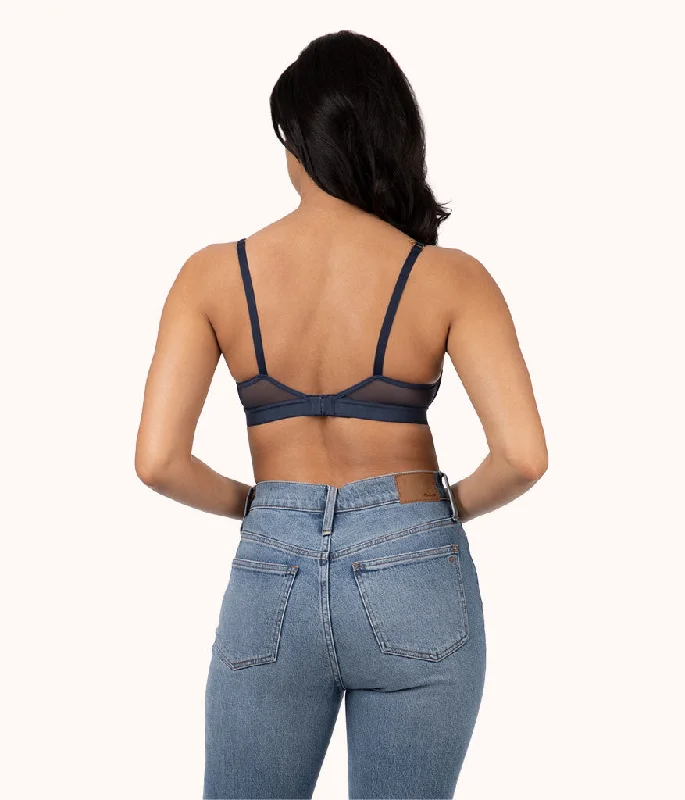 The Crochet Lace Deep V No-Wire Push-Up: Navy The Crochet Lace Deep V No-Wire Push-Up: Navy