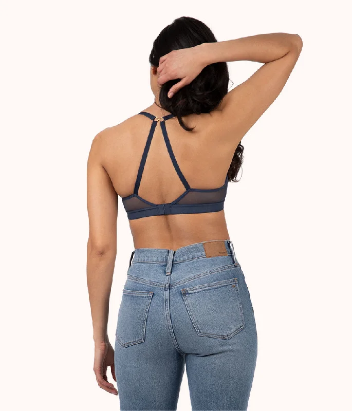 The Crochet Lace Deep V No-Wire Push-Up: Navy The Crochet Lace Deep V No-Wire Push-Up: Navy