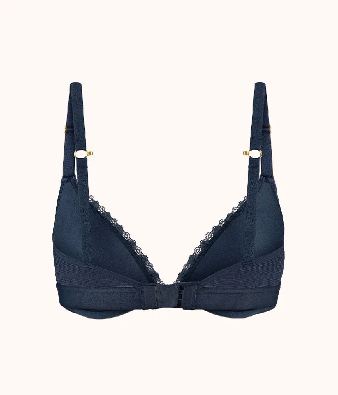 The Crochet Lace Deep V No-Wire Push-Up: Navy The Crochet Lace Deep V No-Wire Push-Up: Navy