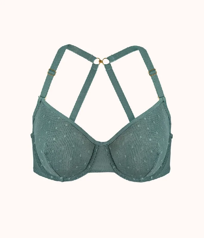 The Dot Mesh Unlined Bra: Harbor Green The Dot Mesh Unlined Bra: Harbor Green