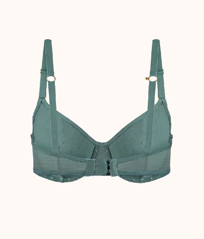 The Dot Mesh Unlined Bra: Harbor Green The Dot Mesh Unlined Bra: Harbor Green