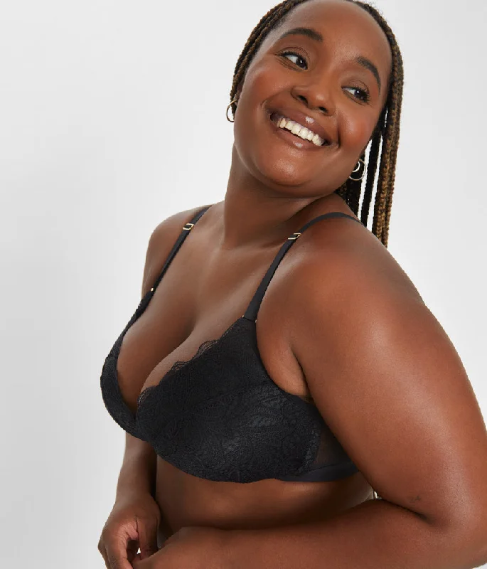 The Lace No-Wire Push-Up: Jet Black The Lace No-Wire Push-Up: Jet Black