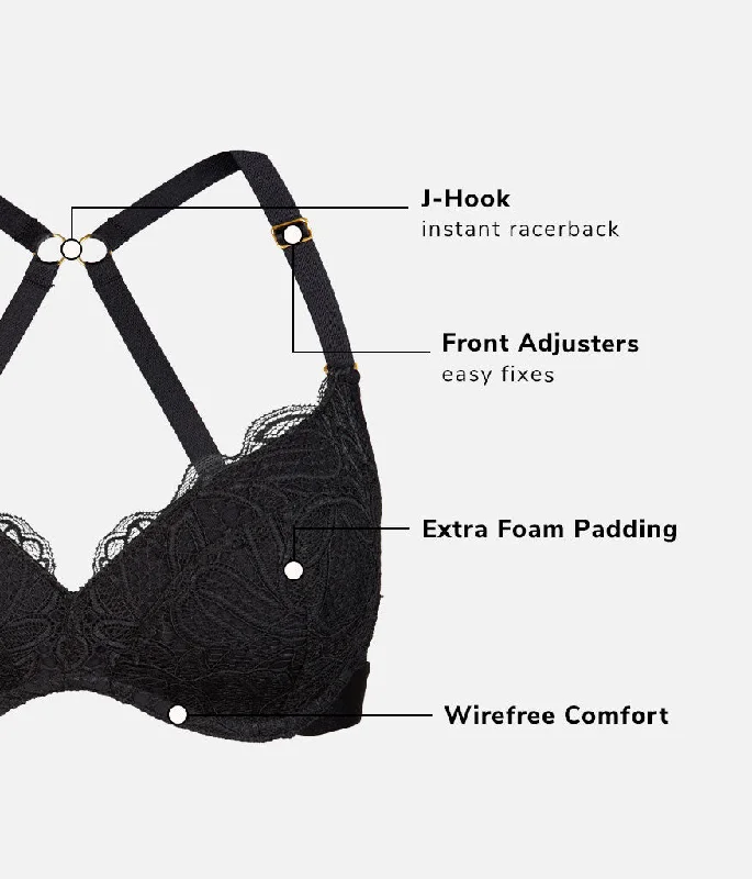 The Lace No-Wire Push-Up: Jet Black The Lace No-Wire Push-Up: Jet Black