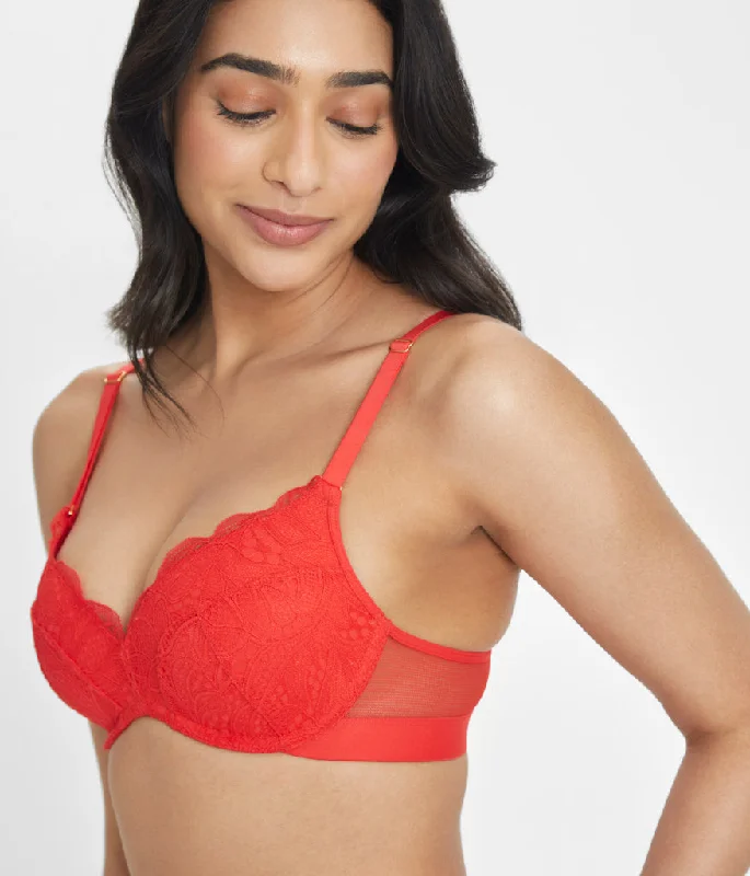 The Lace No-Wire Push-Up: Tomato Red The Lace No-Wire Push-Up: Tomato Red