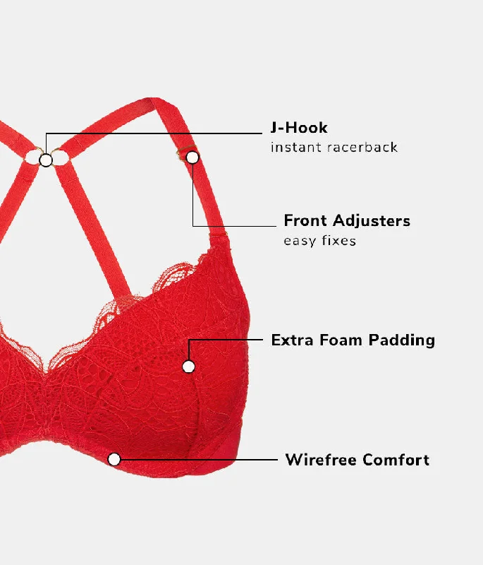 The Lace No-Wire Push-Up: Tomato Red The Lace No-Wire Push-Up: Tomato Red