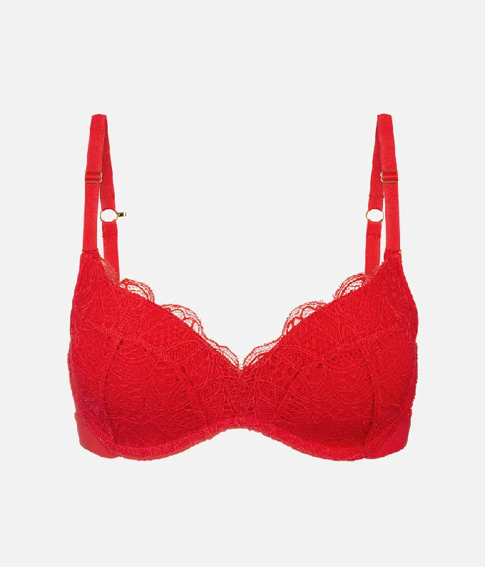 The Lace No-Wire Push-Up: Tomato Red The Lace No-Wire Push-Up: Tomato Red