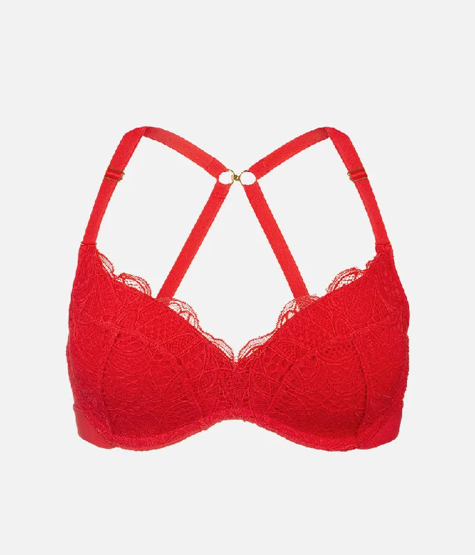 The Lace No-Wire Push-Up: Tomato Red The Lace No-Wire Push-Up: Tomato Red