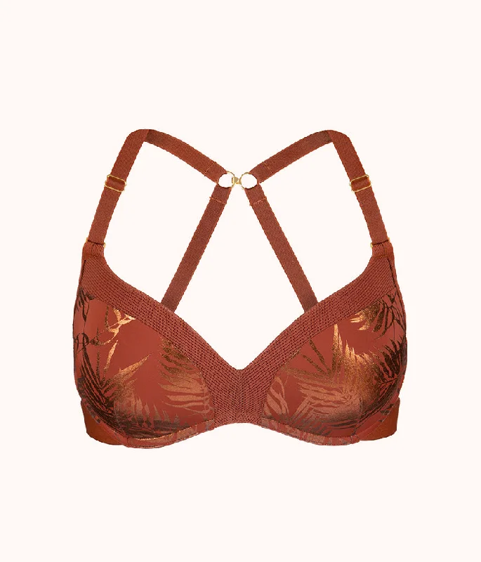 The Metallic Palm No-Wire Push-Up: Burnished Mahogany/Metallic Palm Print The Metallic Palm No-Wire Push-Up: Burnished Mahogany/Metallic Palm Print