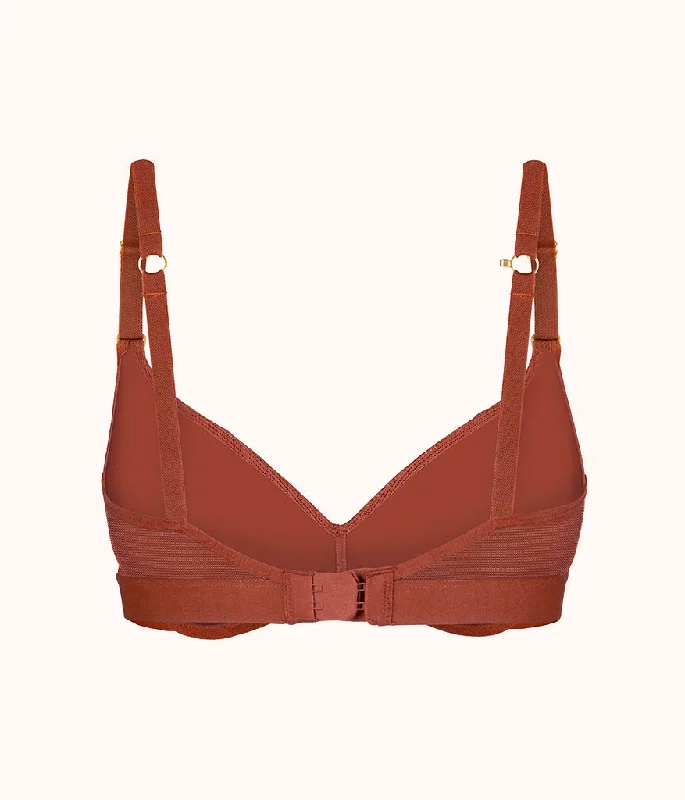 The Metallic Palm No-Wire Push-Up: Burnished Mahogany/Metallic Palm Print The Metallic Palm No-Wire Push-Up: Burnished Mahogany/Metallic Palm Print