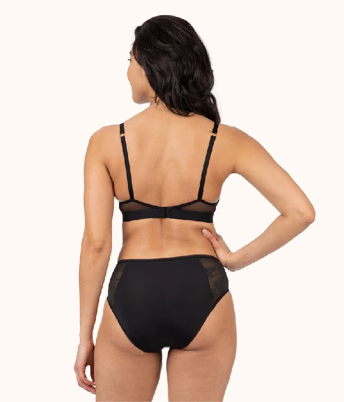 The Smooth Lace No-Wire Push-Up Bra: Jet Black/Soft Pink The Smooth Lace No-Wire Push-Up Bra: Jet Black/Soft Pink