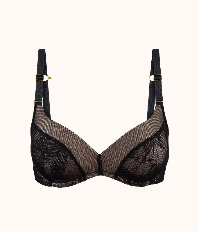 The Smooth Lace No-Wire Push-Up Bra: Jet Black/Soft Pink The Smooth Lace No-Wire Push-Up Bra: Jet Black/Soft Pink
