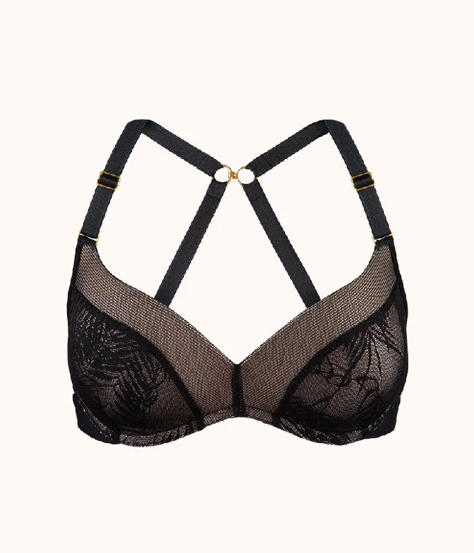 The Smooth Lace No-Wire Push-Up Bra: Jet Black/Soft Pink The Smooth Lace No-Wire Push-Up Bra: Jet Black/Soft Pink